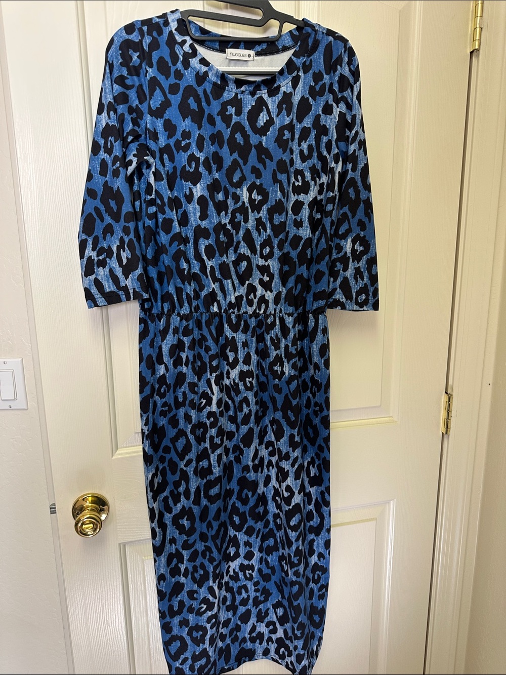 NUGGLES Blue Leopard Print Midi Dress